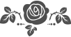Stylized black rose centered with two leafy branches extending outward, adorned with small dots and berry-like shapes on either side—a design reminiscent of the elegant touches you might find at a charming bed and breakfast Toms River NJ.